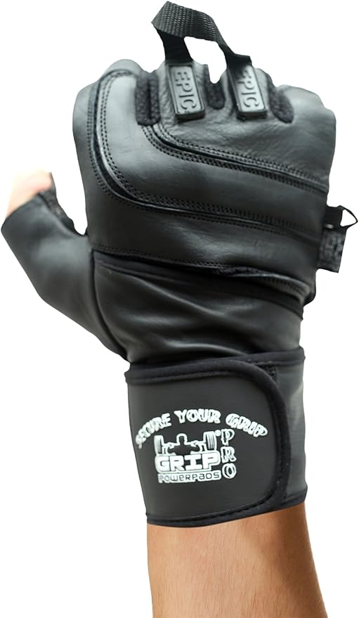 Epic Leather Gym Gloves with Built in 2" Wide Wrist Wraps Grip & Design for Weightlifting Power Lifting Bodybuilding & Strength Training Workout Exercises,Size : 2X-Large 9 5/8" - 10 1/2"
