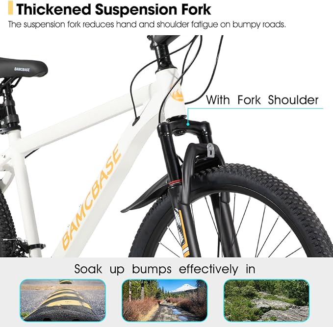 HILAND 26 27.5 Inch Mountain Bike, Mens and Womens Aluminum Frame MTB with 21 Speeds, Dis Brake, Hardtail Bicycle for Adults