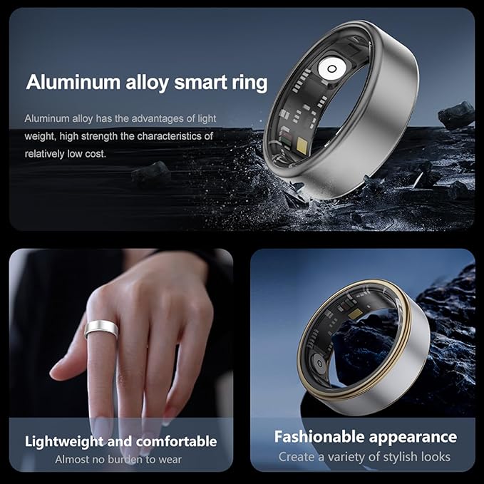 Loluka Smart Ring with Heart Rate Monitor Fitness Ring Fitness Tracker Step Tracker Sleep Monitor Health Tracking No Subscription Fee for Android iOS Black 9