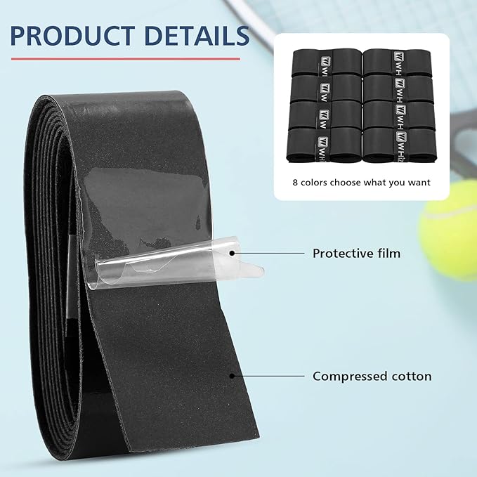 Jerify 24 Pieces Tennis Racket Grip Tape, Precut Badminton Racket Overgrips Tape with Velvety Comfort for Anti Slip and Absorbent Grip