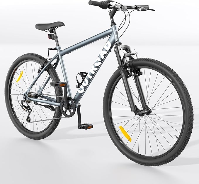 26 inch Mountain Bike with 7/21 Speeds Lightweight Cycling Bicycles, Dual Disc/V Brake,Metal Frame Bicycle for Men and Women, Adult Racing Bike, Road Bike(Blue/Grey/Black)