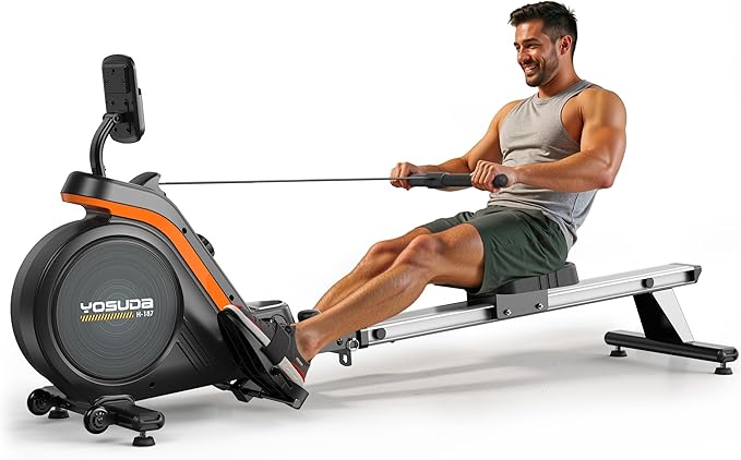 YOSUDA Magnetic/Water Rowing Machine for Home - Rower Machine Use with Bluetooth, App Supported, Rowing Machine for Taller Power Athletes, Comfortable Seat Cushion
