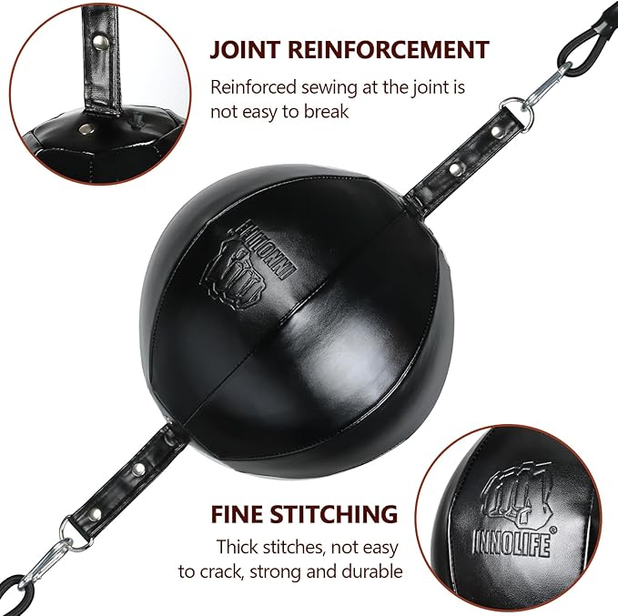 InnoLife Double End Punching Ball Striking Punching Bag Kit, Speed Striking Reflex Kit with Bungee Cords Perfect for Reaction, Agility, and Hand Eye Coordination Training