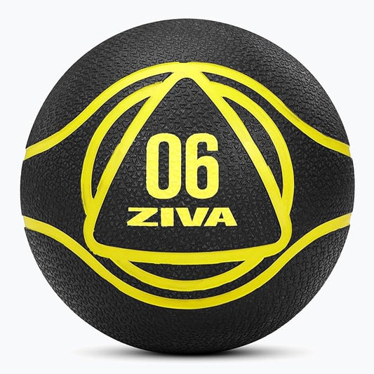 ZIVA Medicine Ball – Durable Rubber Weighted Ball with Easy-Grip Textured Shell for Core, Balance and Strength Training – Commercial Quality (Black, 4–12 lb)