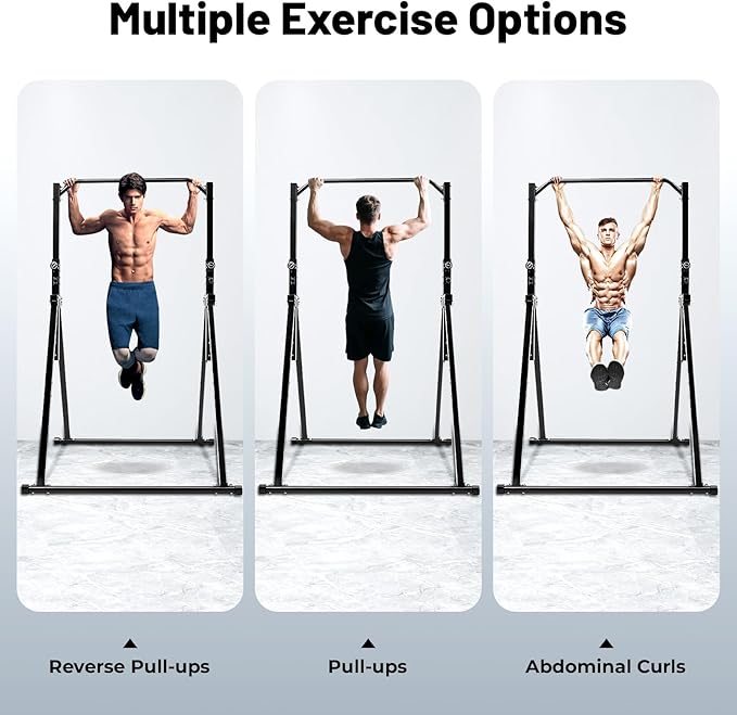 Pull Up Station, Foldable Power Tower Pull Up Bar Station, 5.74-7.55ft Height Adjustable Design, 200kg Load-bearing Capacity, Strength Training Fitness Equipment for Gyms