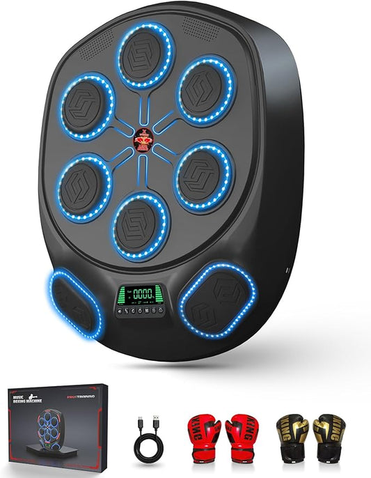 New Smart Music Boxing Machine & Interactive Punching Trainer | 8-Target with LED Rhythm Lights & Wall Mount | Home Workout & Fun for Adults/Kids, Ideal Gift