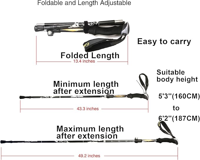 Aluminum Collapsible Ultralight Travel Trekking Hiking Pole for Men and Women