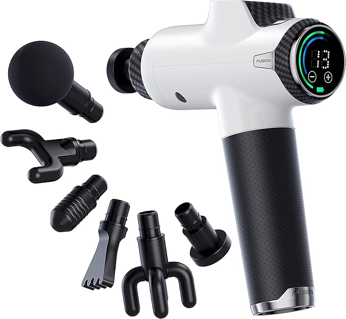 Fusion Black Pro Deep Tissue Massage Gun for Athletes - Percussion Muscle Massager for Pain Relief and Relaxation - Chiropractor Body Massager