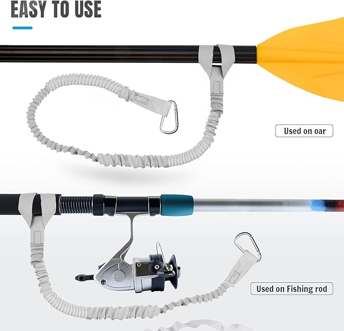 HESTYA 6 Pieces Kayak Paddle Leash Stretchable Paddle Rope Nylon Adjustable Kayak Coiled Rod Leash Lanyard Kayak Traction Rope for Kayak Canoe SUP Paddles Surfboard Fishing Poles Rods Accessories