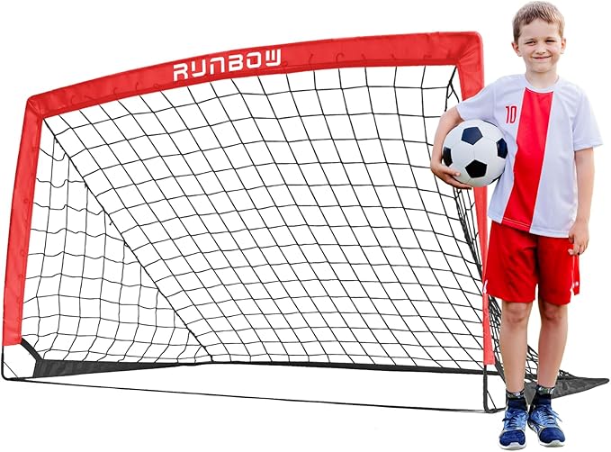 RUNBOW 5x3 ft Portable Kids Soccer Goal for Backyard Practice Soccer Net with Carry Bag