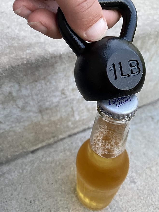 Kettlebell Bottle Opener - Cast Iron with Enamel Coating - Unique and Functional for Gym Buffs and Fitness Enthusiasts