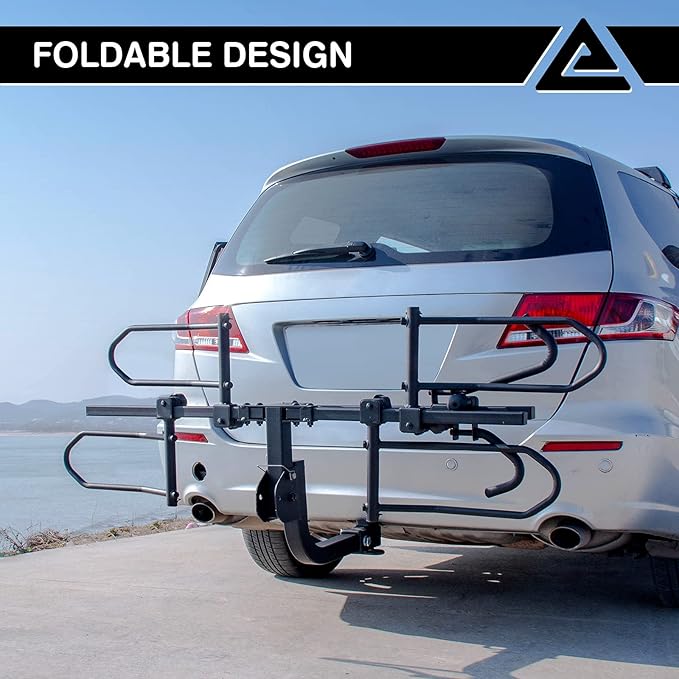 Leader Accessories 2-Bike Platform Style Hitch Mount Bike Rack, Tray Style Bicycle Carrier Racks Foldable Rack for Cars, Trucks, SUV and Minivans with 2" Hitch Receiver - Quick Hitch Pins Design