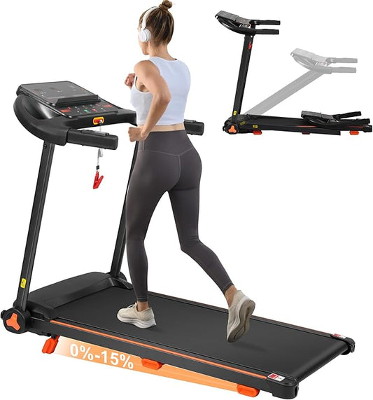 Merax Treadmill with Incline, 3.0HP Foldable Treadmills for Home with 15% Incline,7.5MPH 300 LBS Capacity Home Exercise Equipment Treadmills with Bluetooth and Heart Rate Sensors