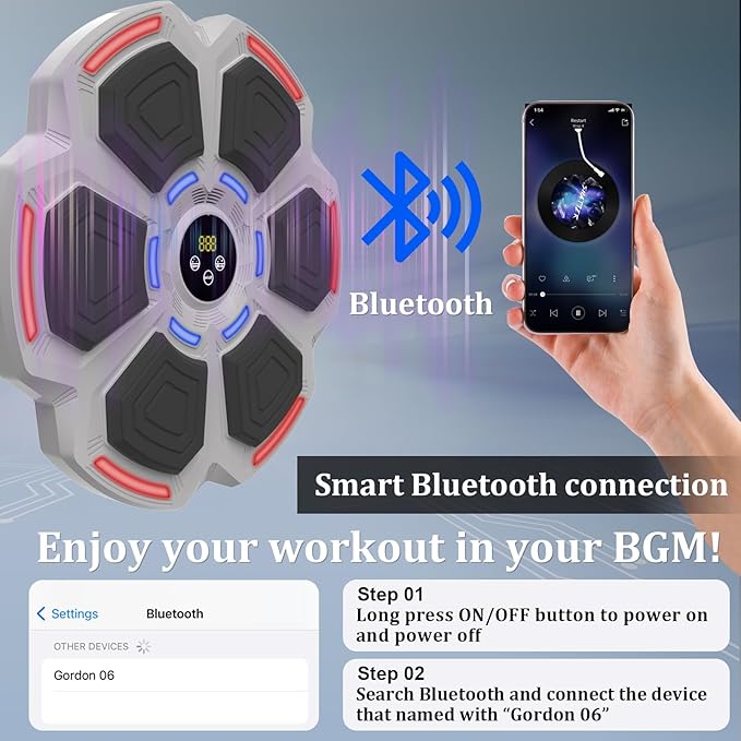 Music Boxing Machine for Adults, Smart Boxing Machine with Gloves, 9 Modes & 9 Speeds, Electronic LED Boxing Training Equipment Wall Mounted, Workout Equipment Target for Home