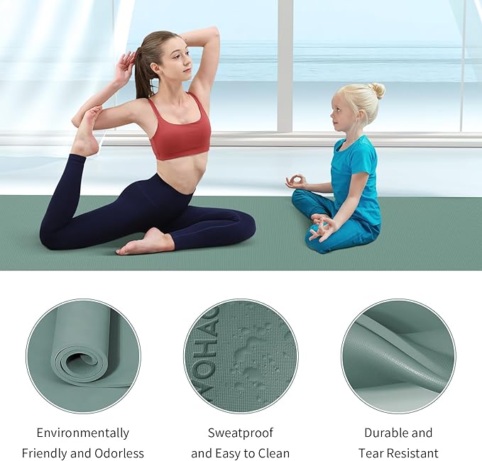 Extra Wide & Thick 8mm Yoga Mat, 72"x31.5" Large Non Slip Exercise Mat, Premium POE Material for Superior Cushioning & Stability, with Strap for Home Gym, Pilates