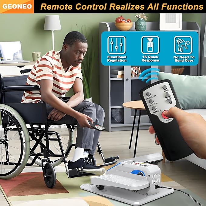 Under Desk Elliptical Machine, Electric Ellipse Leg Exerciser for Senior, Quiet and Compact Electric Seated Pedal for Home with Display Monitor, Remote Control and 12 Adjustable Speeds