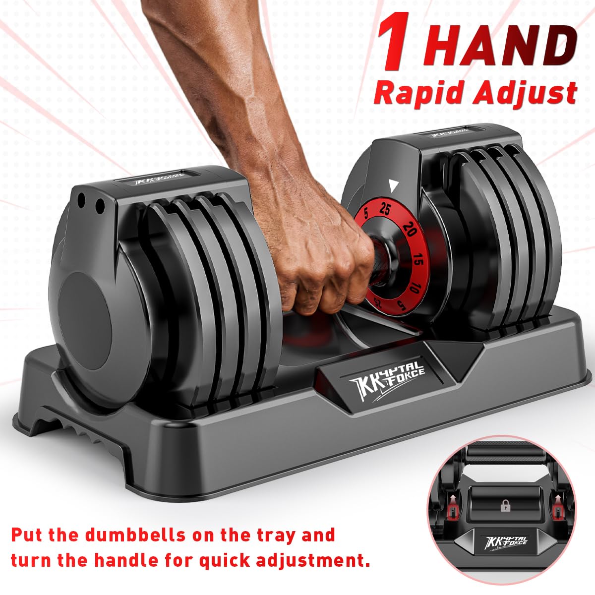 Adjustable Dumbbell Set of 2, 50lbs Free Weights Dumbbell Set