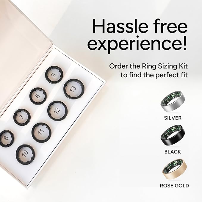 Gabit Smart Ring | 7+ Day Battery | Sleep, Fitness, Nutrition, Stress | Track Steps, VO2 Max, Recovery, Calorie Counter | Buy Sizing Kit First | Smart Ring for Men & Women | Titanium, Matte Silver 14