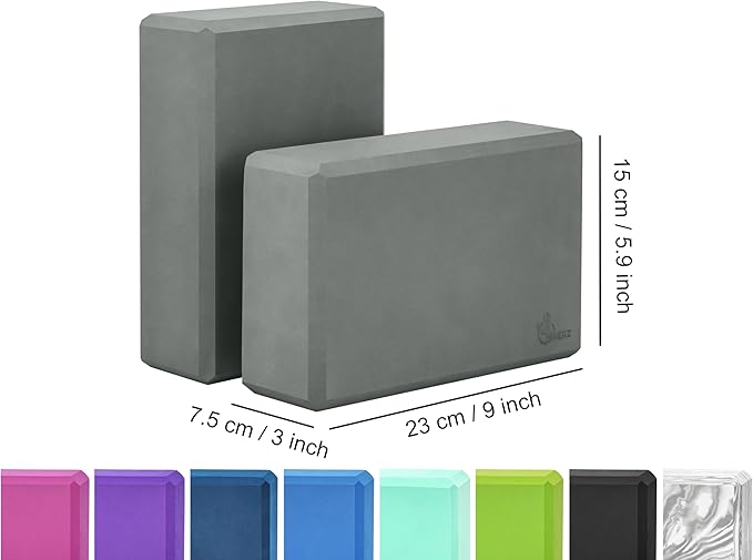 EXERZ Yoga Blocks 2 pack, Gym Blocks, Exercise Workout Fitness Bricks, Pilates Stretch Handstand Non-Slip