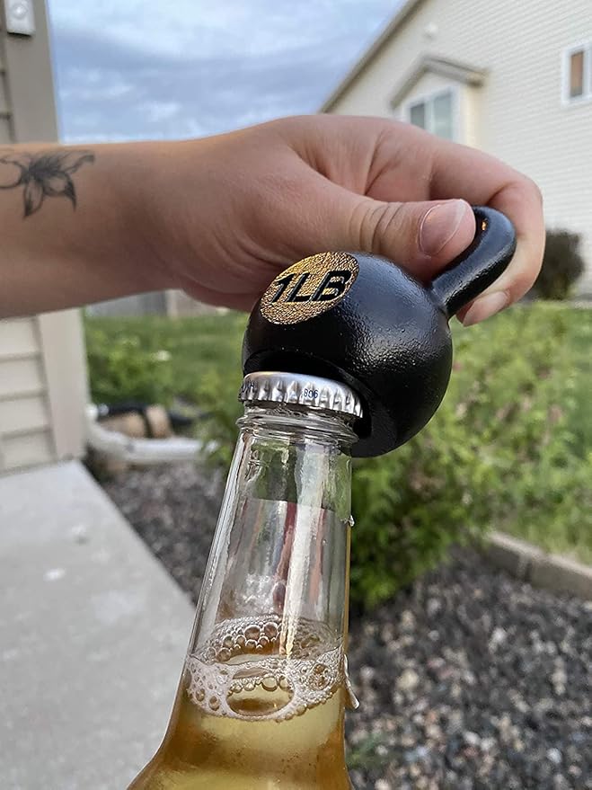Kettlebell Bottle Opener - Cast Iron with Enamel Coating - Unique and Functional for Gym Buffs and Fitness Enthusiasts