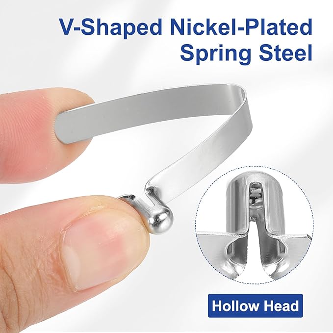 HARFINGTON Single Button Kayak Paddle Snap Spring Clip Spring Steel V-Shaped Hollow Lift Telescopic Locking Tube Pole Clips for Tent Camping