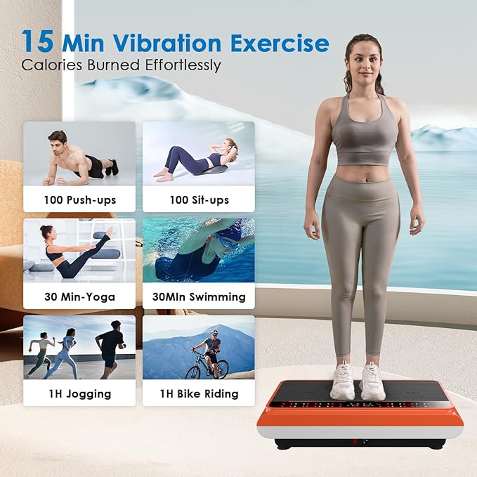 Vibration Plate Exercise Machine - Whole Body Workout Vibration Platform Lymphatic Drainage Machine for Weight Loss Home Fitness with Resistance Bands Remote