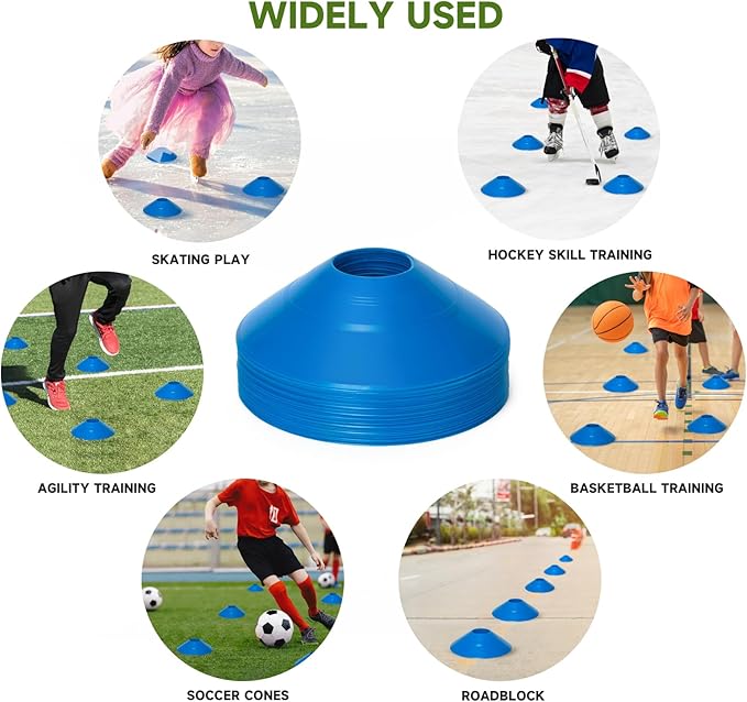 35/65 PCS Agility Soccer Cones for Training, Reusable Sports Cones for Drills with Mesh Bag, Training Cones for Soccer Practice, Football, Basketball - Disc Cones Training Equipment