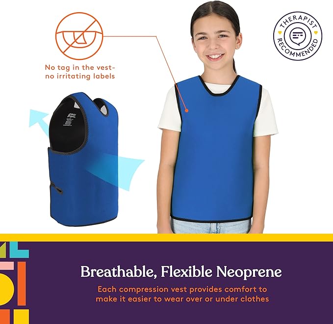 Special Supplies Sensory Compression Vest Deep Pressure Comfort (Blue, Meduim)
