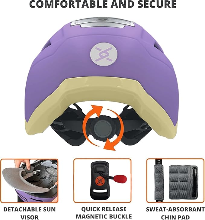 Bike Helmet with LED Lights - Urban Bicycle Helmet for Adults, Men & Women - CPSC & NTA-8776 Dual Certified - Class 3 E-Bikes, Scooters, Onewheel, Commuter, Mountain