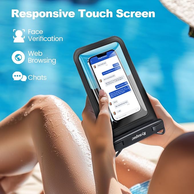[Up to 10"] Large Waterproof Phone Pouch Bag - 2 Pack Waterproof Phone Case for iPhone 16 15 14 13 Pro Max Galaxy S25 S24 Ultra, IPX8 Cellphone Water Protector Pouch Beach Essentials Travel Must Haves