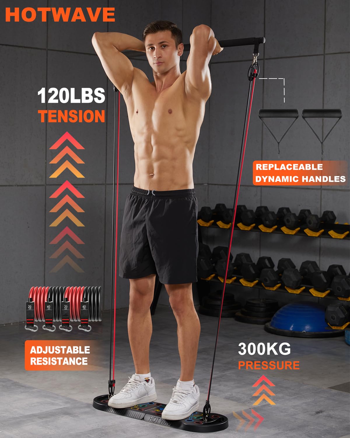 HOTWAVE Push Up Board, Portable 20 in 1 PushUp Board, Foldable Push Up Bar