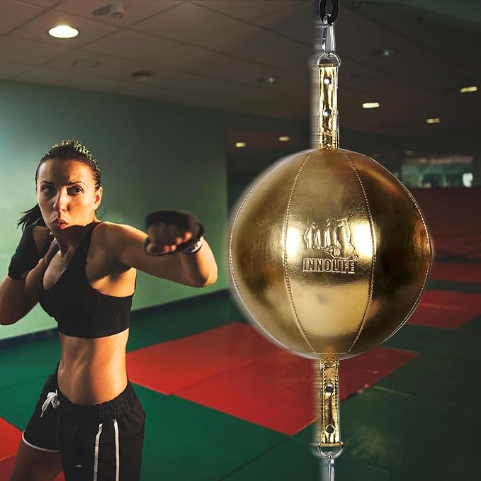 InnoLife Double End Punching Ball Striking Punching Bag Kit, Speed Striking Reflex Kit with Bungee Cords Perfect for Reaction, Agility, and Hand Eye Coordination Training