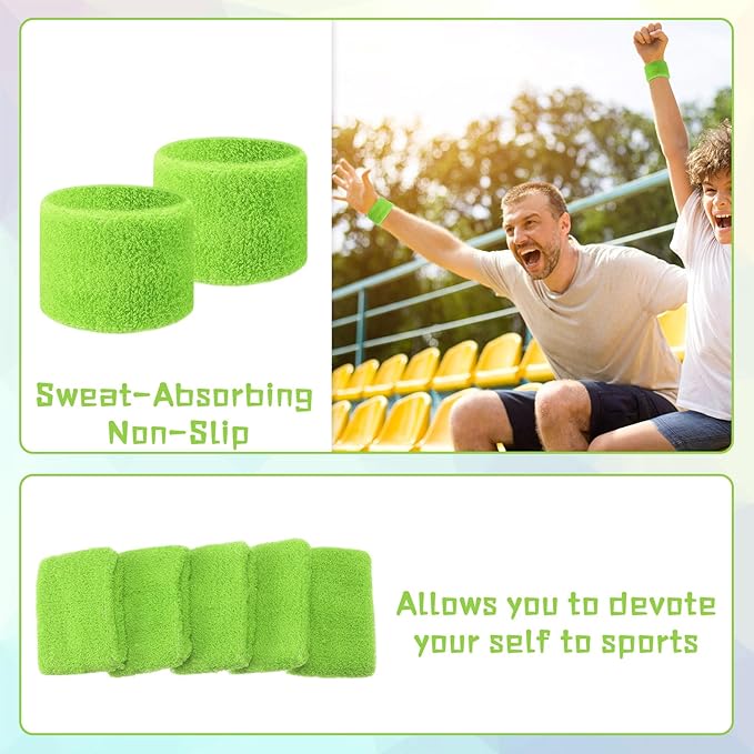 Lounsweer 72 Pcs Bulk Sports Wristbands - Sweatbands for Kids, Gifts, Party Favors, Athletics, and Fans