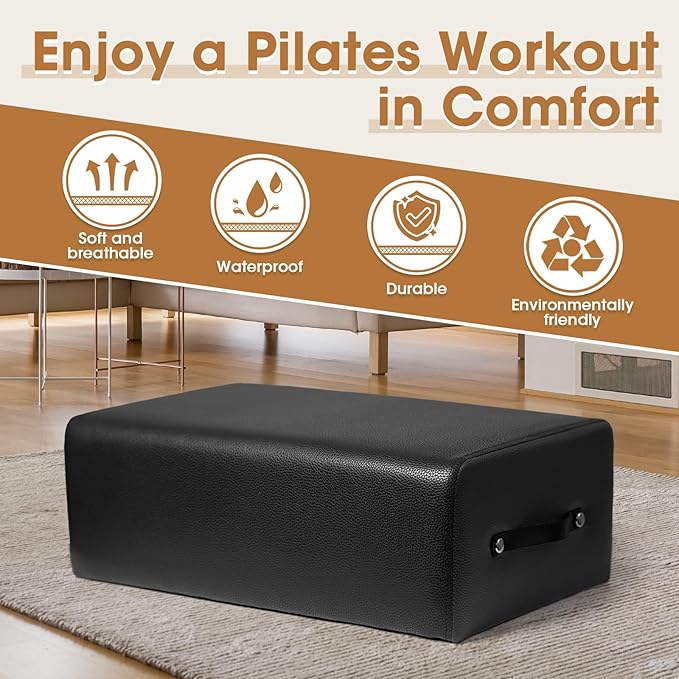 Pilates Sitting Box, Pilates Box for Home and Gym Use, Pilates Equipment Accessories, Pilates Reformer Box,Black