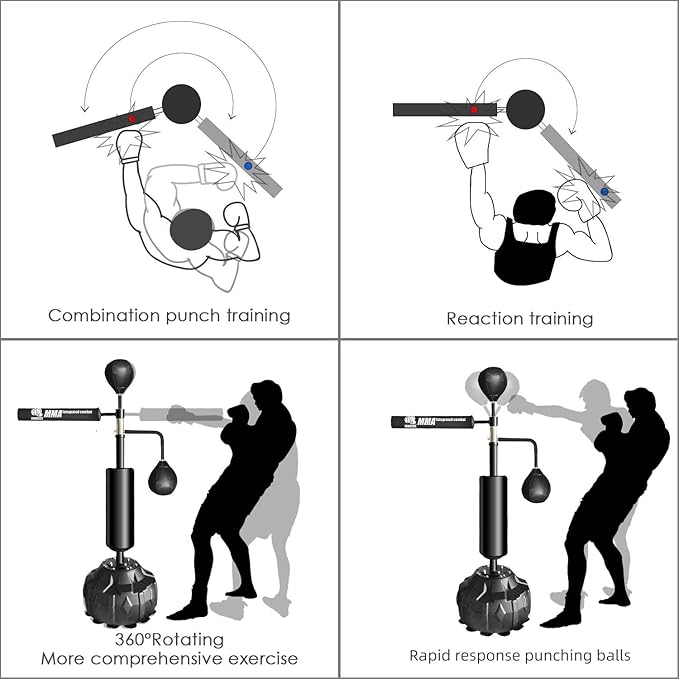 InnoLife MMA Boxing Speed Trainer Punching Spinning Bar with Dual Punch Head