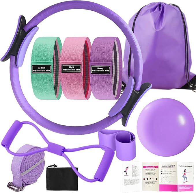 Pilates Essentials Kit for Women - Better Yoga Pilates Kit for Home Workouts with Pilates Ring and Ball Set, Booty Bands, Figure 8 Resistance Band, Yoga Bands for Stretching