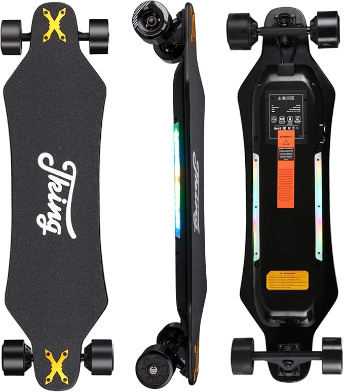 JKING Electric Skateboard Electric Longboard with Remote Control Electric Skateboard,900W Hub-Motor,26 MPH Top Speed，21.8 Miles Range,3 Speed Adjustment，Max Load 330 Lbs,6 Months Warranty