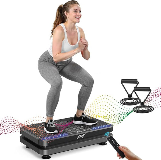 AXV Vibration Plate Fitness Platform Exercise Machine Vibrating Lymphatic Drainage Shaking Full Body Shaker Workout Vibrate Stand Shake Board Sport Gym for Weight Loss Fat Burner for Women Men