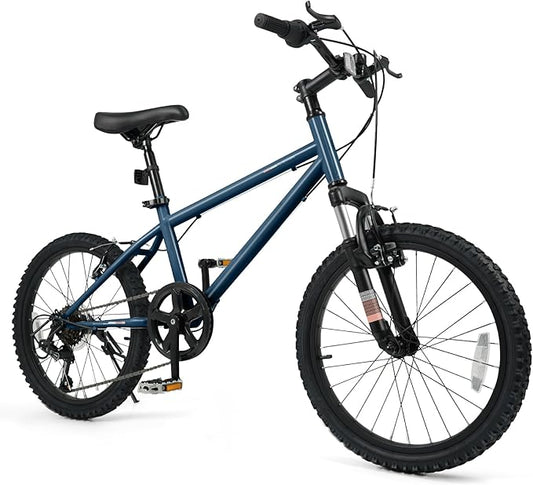 Goplus Mountain Bike, 20/24 Inch Kids Bicycle w/ 6-Speed Drivetrain, Suspension Fork, Dual Brakes, Adjustable Seat, Outdoor Cycling Children City Bike for Boys Girls