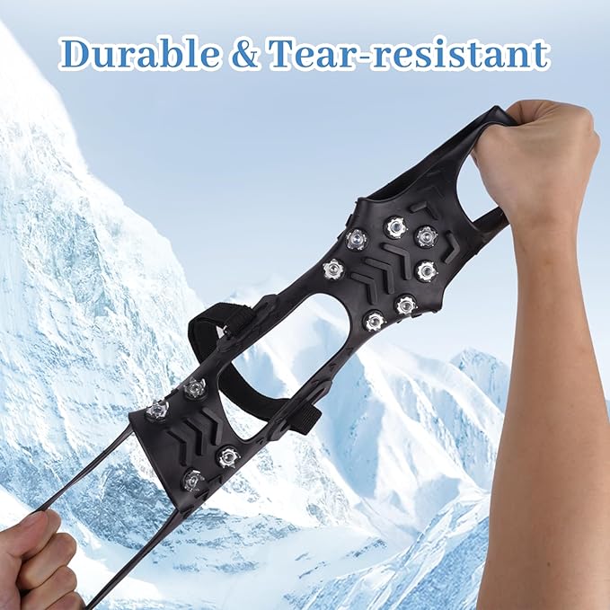 1 Pairs Snow Spikes for Shoes, Ice Spikes for Shoes and Boots, Anti-Slip Cleats Crampons Traction Gear with 11 Studs, Shoe Ice & Snow Grips for Winter Walking Running Hiking Mountaineering