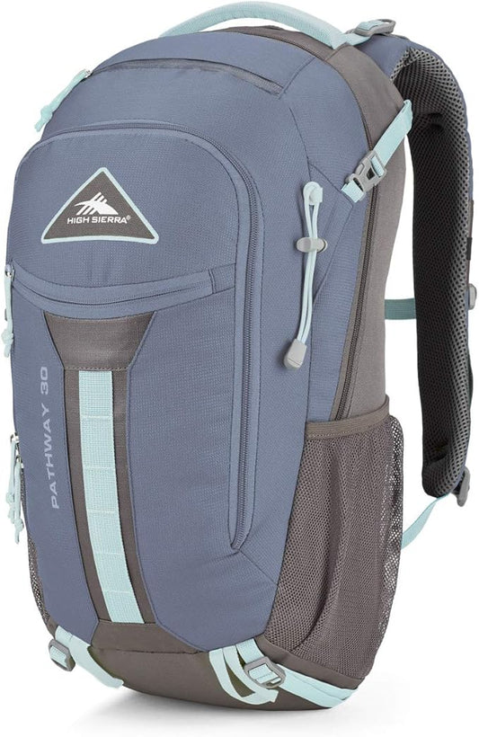 High Sierra Pathway Internal Frame Hiking Backpack, Grey Blue/Mercury/Blue Haze, 30L