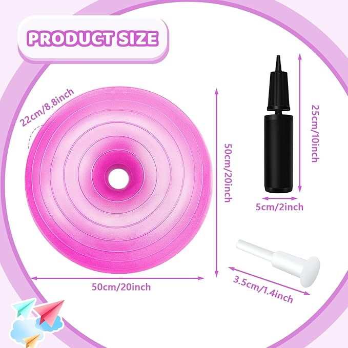 Lewtemi Flexible Seating for Classroom 20 Inch Inflatable Yoga Ball Chair Large Donut Exercise Ball Chair Cushion Seat with Inflator for Kid Student Sensory Balance Home Office