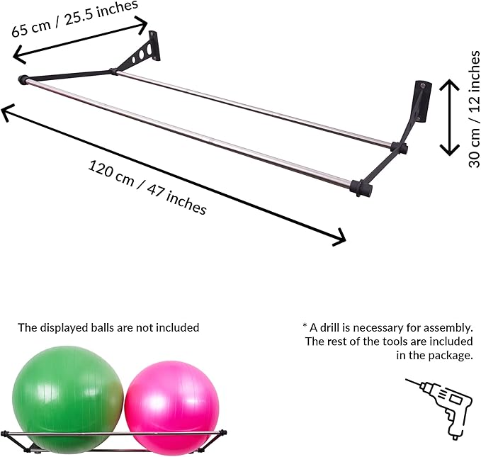 Exercise Ball Holder | Organize Your Space | Wall Mounted Rack | Yoga Ball Holder | Exercise Wall Mount | Fitness Therapy & Stability Rack | For Gyms, Studios, Home Gyms