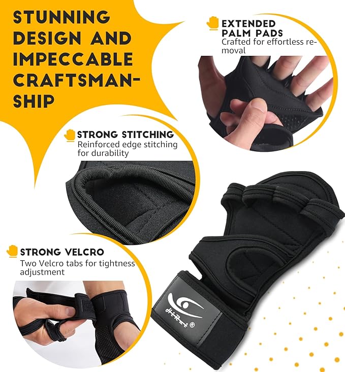 HiRui Ventilated Workout Gloves for Men Women, Built-in Wrist Wraps and Non-Slip Palm Silicone to Avoid Calluses, Exercise Gym Gloves for Training Powerlifting Weightlifting, Size : Small
