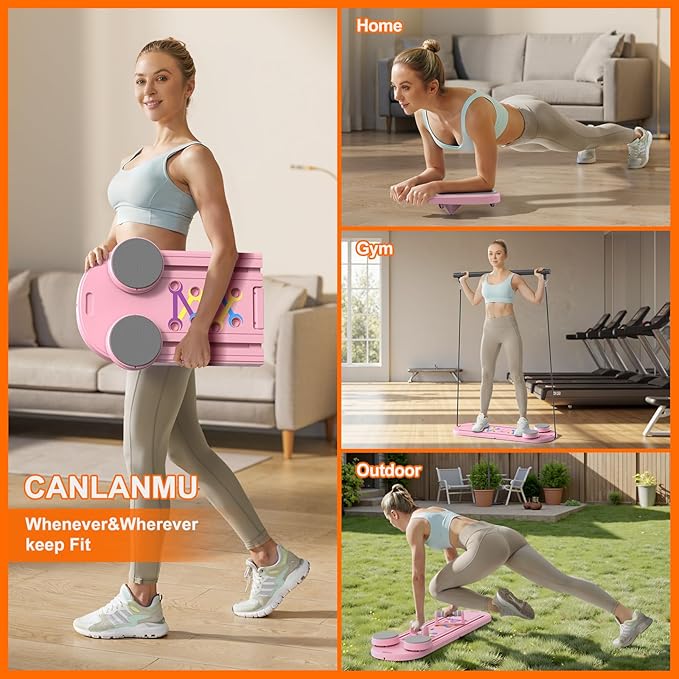 Pilates Board,Pilates Reformer Sets, Multifunctional Abdominal Pilates Board for Home Workout Equipment, Portable Foldable Ab Board Trainer Pilates Exercise Machine,Pilates Board for Women