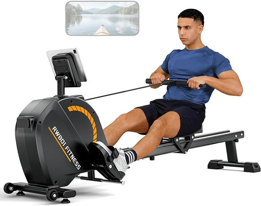 Dripex Rowing Machines for Home Use, Rowing Machine Magnetic Rower, 16 Levels of Workout Resistance, Max 350 LBS, Dual Slide Rail, Bluetooth App Compatible, LCD Monitor, Row Machine for Gym Exercise