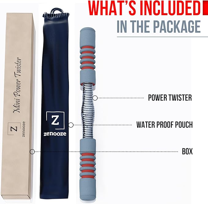 Zenooze's Power Twister Flex Bar, The Ultimate Upper Body Exercise Equipment for Strengthening Your Chest Workout, Shoulders,Biceps, Arms, Forearm Strengthener, Resorte para Hacer Ejercicio