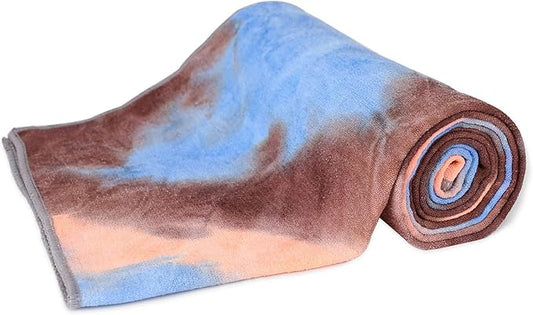 DREAM SLIM Non Slip Yoga Towel - Hot Yoga Towel with Non Slip Grip, Foldable, Skidless - Multicolor - Blue