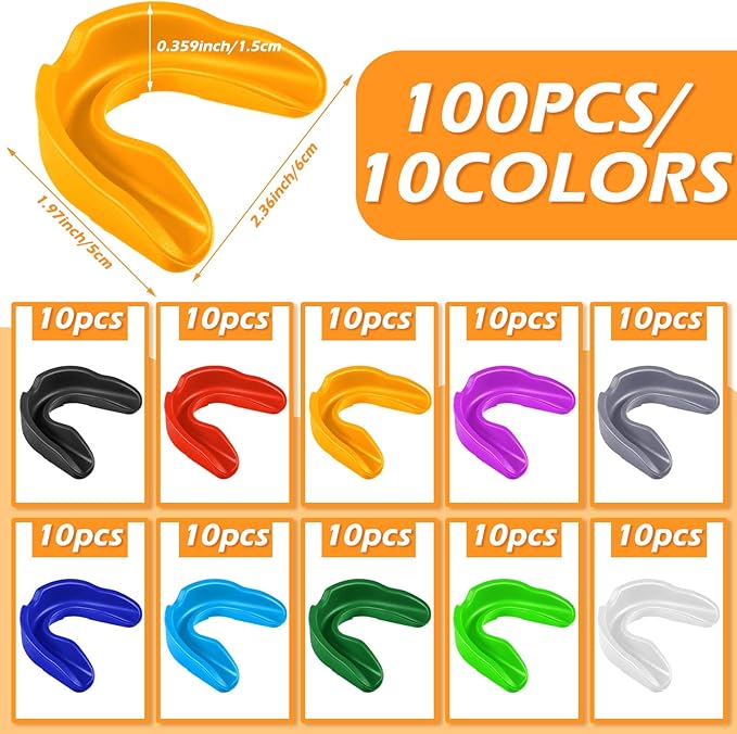 Kathfly 100 Pcs Youth Mouth Guard for Sports Mouthguard Athletic Football Mouth Guard Football Mouthpiece Gum Protection for Boxing Basketball Hockey Karate(Fresh Colors)