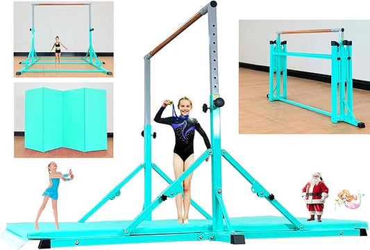 MARFULA Gymnastic Bar for Kid and Teenage Ages 3-25, 5 FT / 8 FT Base Length, 4 FT Width 5 FT Height, Gymnastic Kip Bar Horizontal Bar for Gymnast, Gymnastic Training Equipment for Home and Club Use